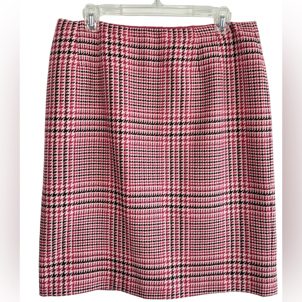 Talbots Women’s Size 14 Plaid Pink Pencil Skirt Wool Lined Classic Cottagecore - Picture 1 of 13